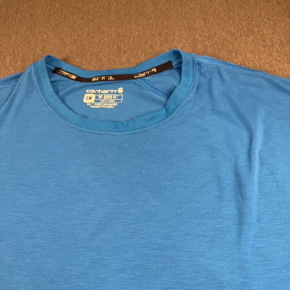 Carhartt LWD Relaxed Fit Blue Short Sleeve T-Shirt Mens 2XL Performance Tee